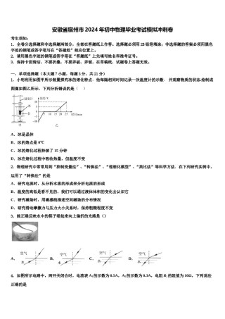 安徽省宿州市2024年初中物理毕业考试模拟冲刺卷含解析.doc