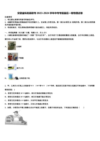 安徽省枞阳县联考2023-2024学年中考考前最后一卷物理试卷含解析.doc