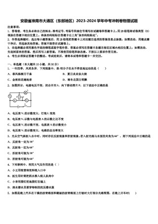 安徽省淮南市大通区（东部地区）2023-2024学年中考冲刺卷物理试题含解析.doc