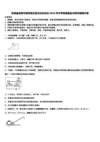 安徽省淮南市谢家集区重点达标名校2024年中考物理最后冲刺浓缩精华卷含解析.doc