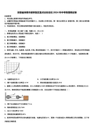 安徽省淮南市谢家集区重点达标名校2024年中考物理模试卷含解析.doc