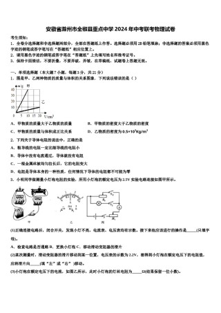 安徽省滁州市全椒县重点中学2024年中考联考物理试卷含解析.doc