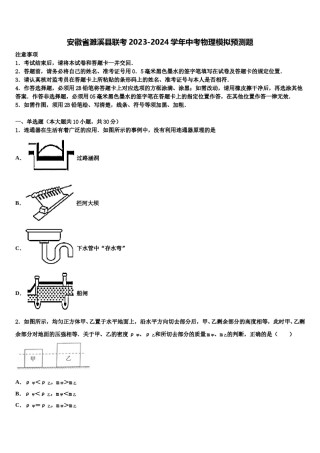 安徽省濉溪县联考2023-2024学年中考物理模拟预测题含解析.doc