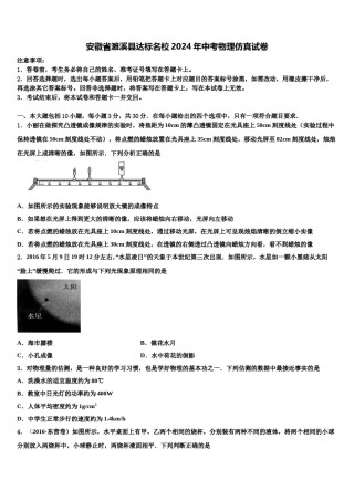 安徽省濉溪县达标名校2024年中考物理仿真试卷含解析.doc