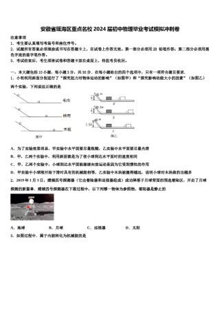 安徽省瑶海区重点名校2024届初中物理毕业考试模拟冲刺卷含解析.doc