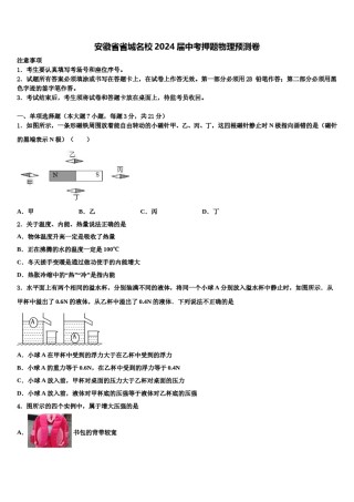 安徽省省城名校2024届中考押题物理预测卷含解析.doc