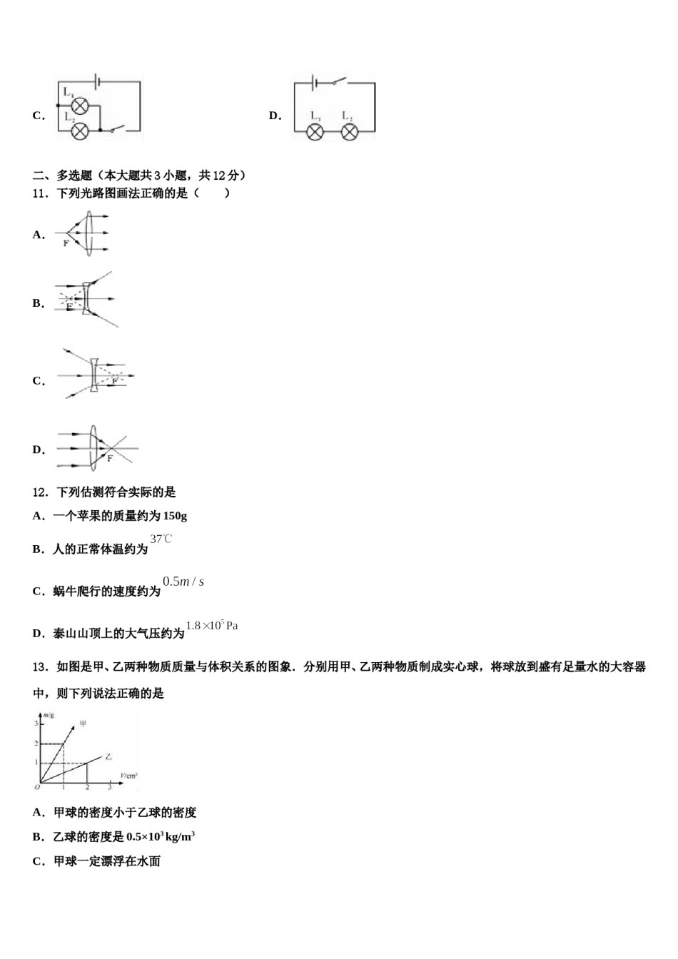 安徽省蒙城重点达标名校2024年中考物理对点突破模拟试卷含解析.doc_第3页