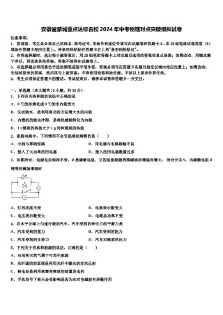 安徽省蒙城重点达标名校2024年中考物理对点突破模拟试卷含解析.doc