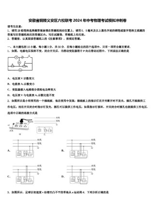 安徽省铜陵义安区六校联考2024年中考物理考试模拟冲刺卷含解析.doc