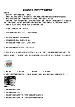 山东省东营市2024年中考物理押题卷含解析.doc