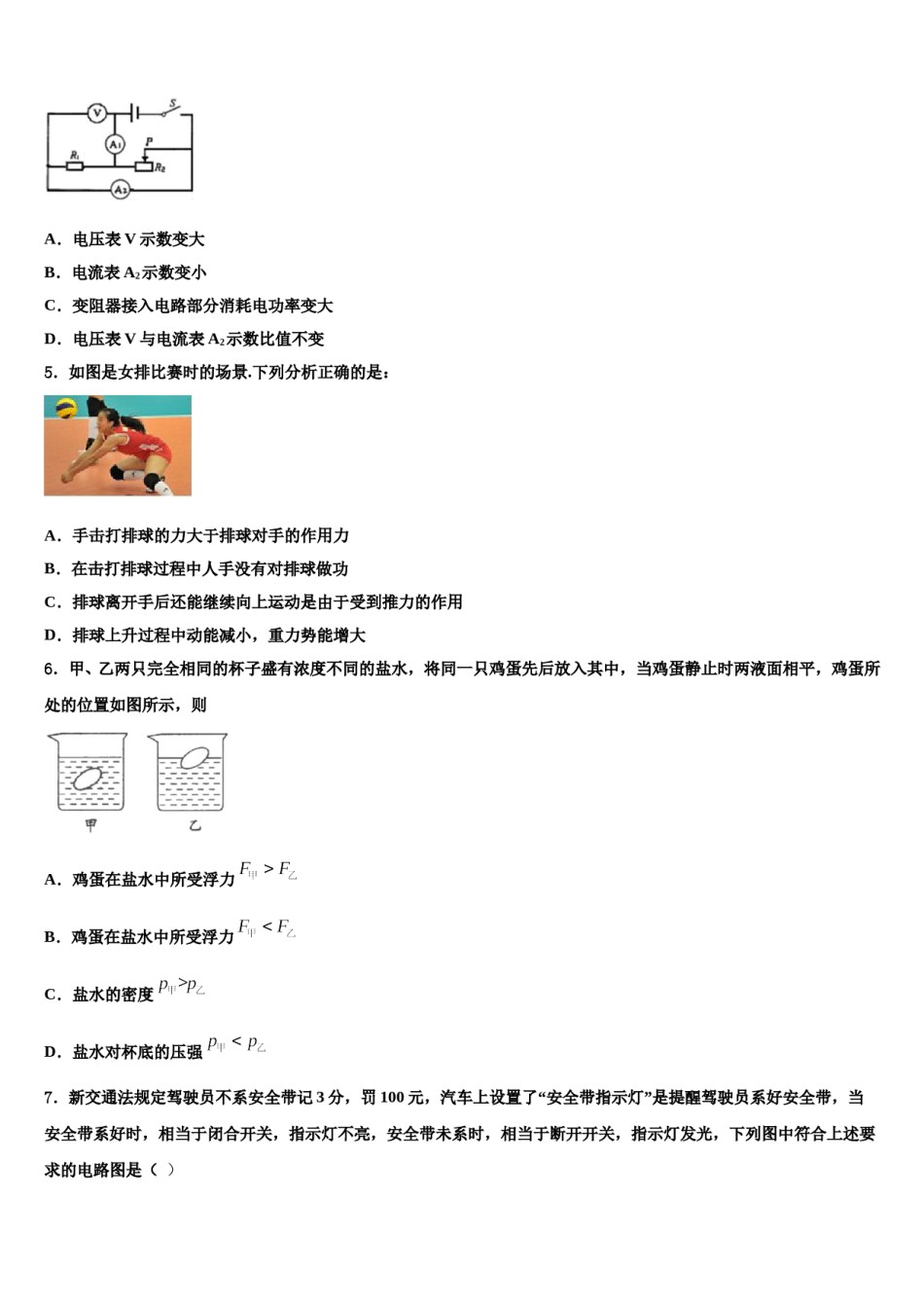 山东省东营市垦利区郝家镇中学2024届中考考前最后一卷物理试卷含解析.doc_第2页