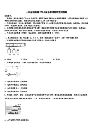 山东省临朐县2024届中考押题物理预测卷含解析.doc