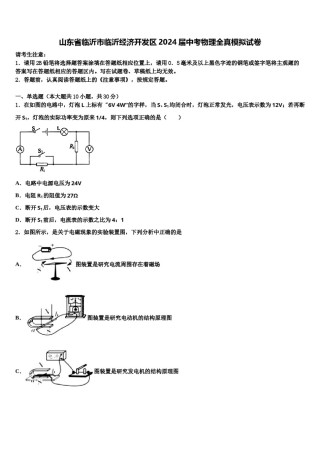 山东省临沂市临沂经济开发区2024届中考物理全真模拟试卷含解析.doc