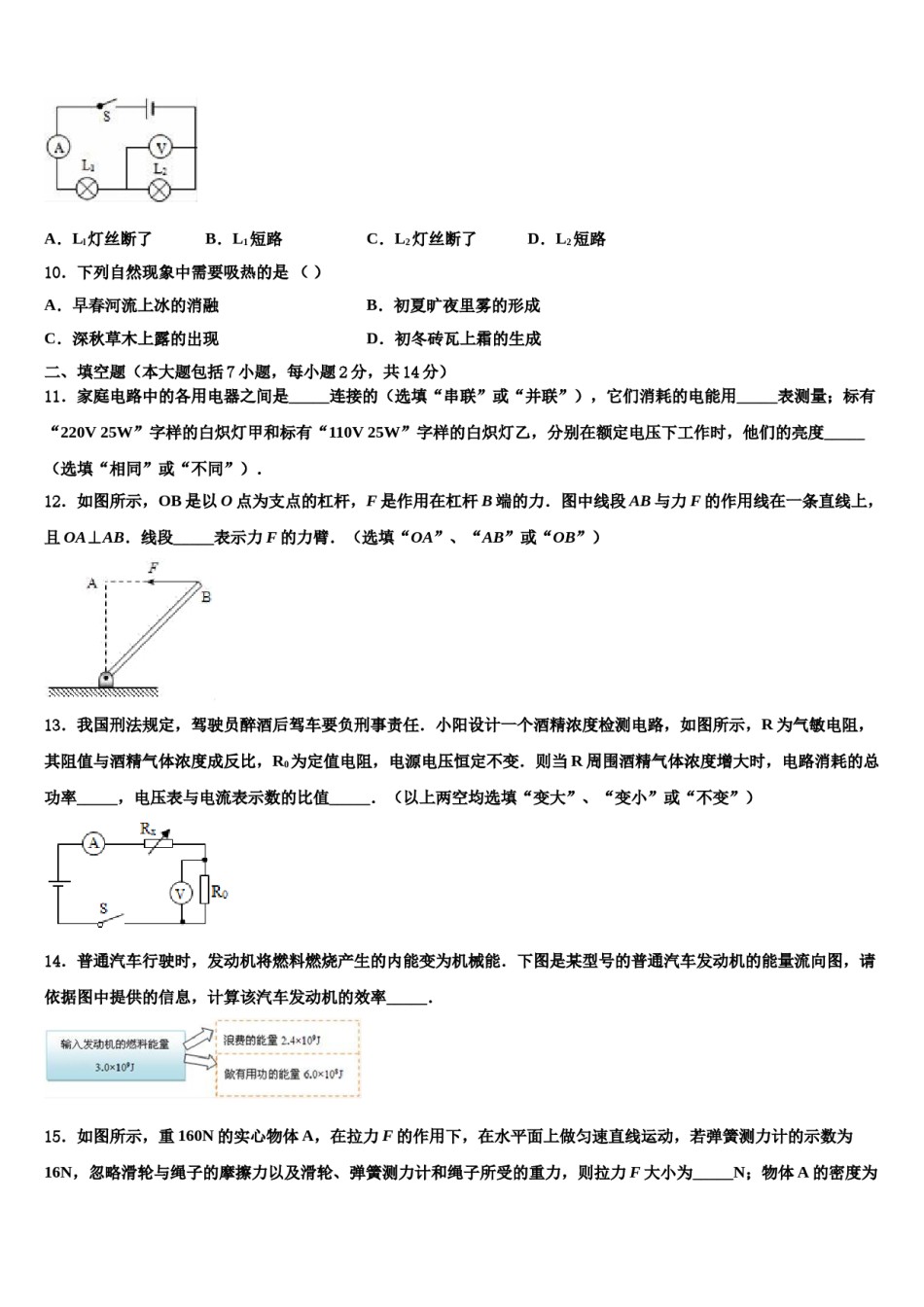 山东省临沂市平邑县2024届中考物理考前最后一卷含解析.doc_第3页