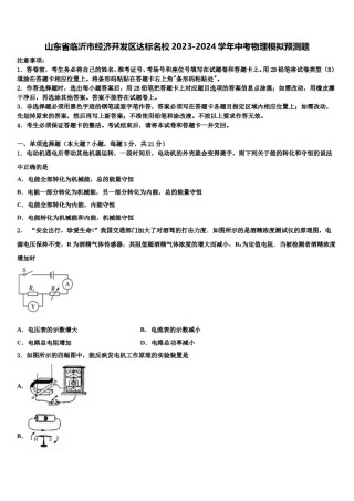 山东省临沂市经济开发区达标名校2023-2024学年中考物理模拟预测题含解析.doc