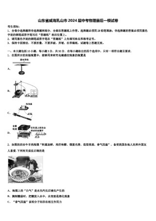 山东省威海乳山市2024届中考物理最后一模试卷含解析.doc