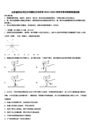 山东省安丘市红沙沟镇红沙沟中学2023-2024学年中考冲刺卷物理试题含解析.doc
