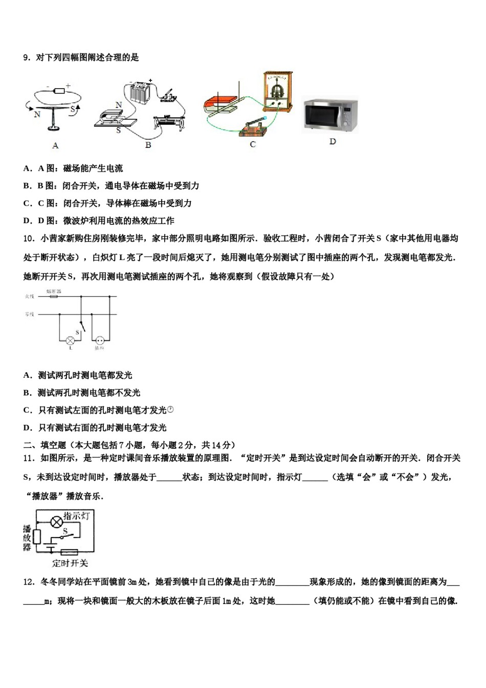 山东省寿光市实验中学2024届中考适应性考试物理试题含解析.doc_第3页