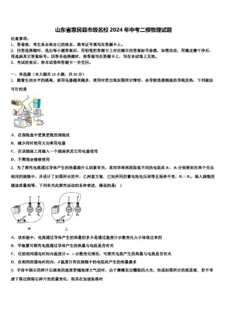 山东省惠民县市级名校2024年中考二模物理试题含解析.doc