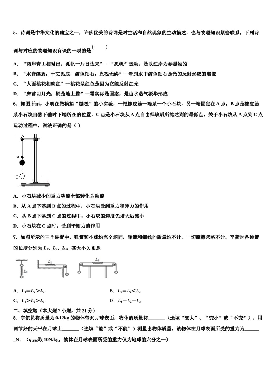 山东省日照岚山区市级名校2023-2024学年中考物理对点突破模拟试卷含解析.doc_第2页