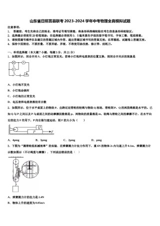 山东省日照莒县联考2023-2024学年中考物理全真模拟试题含解析.doc