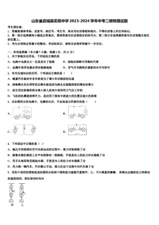 山东省武城县实验中学2023-2024学年中考二模物理试题含解析.doc