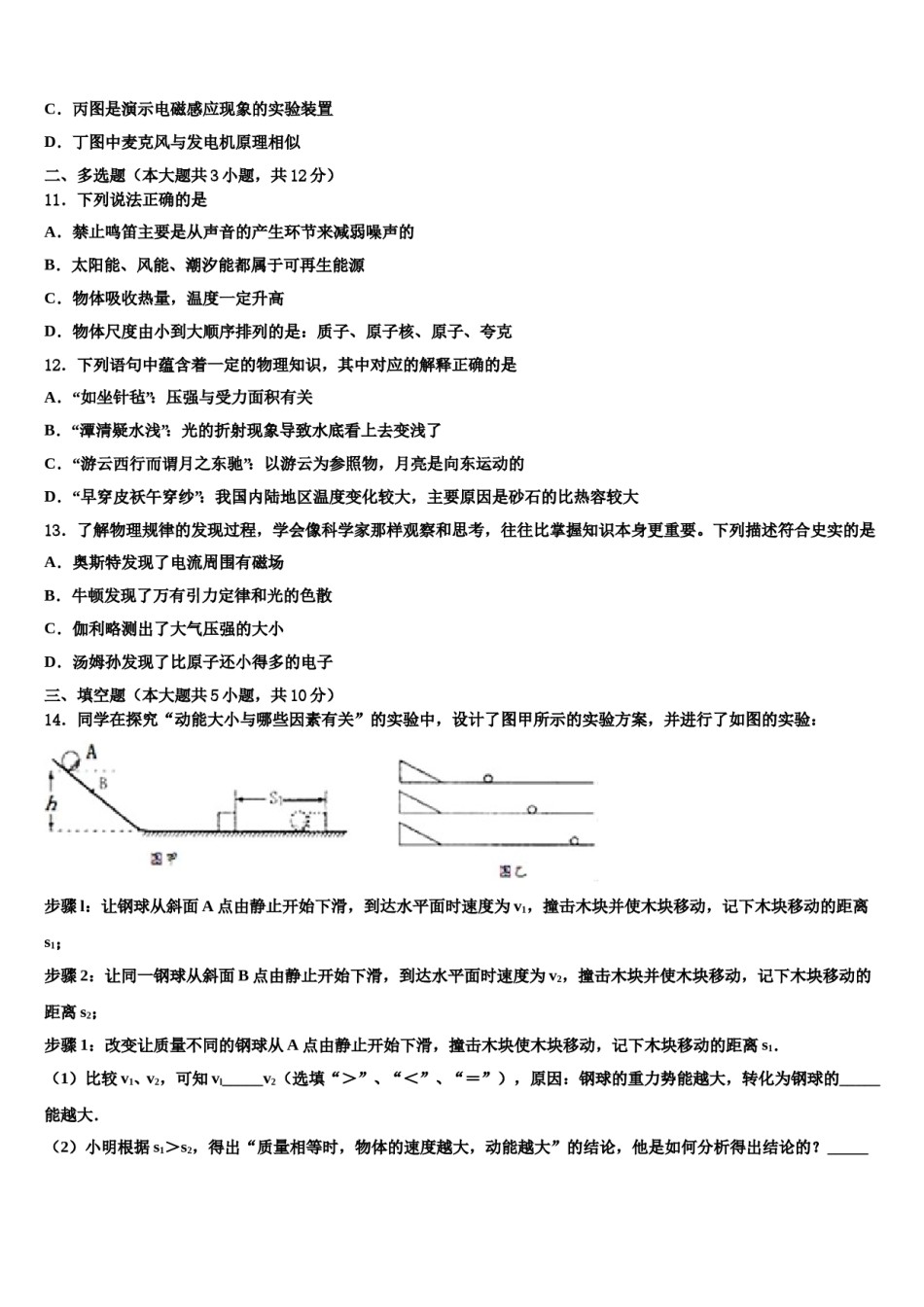 山东省沂南县2024年中考物理押题卷含解析.doc_第3页