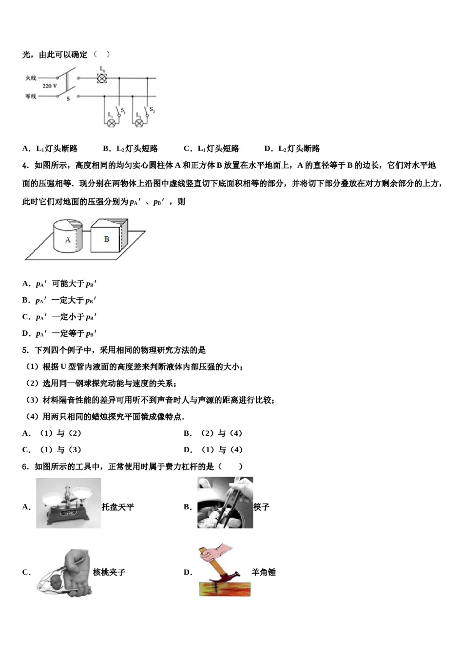 山东省泰安市泰山区重点达标名校2024届中考押题物理预测卷含解析.doc_第2页