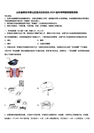 山东省泰安市泰山区重点达标名校2024届中考押题物理预测卷含解析.doc