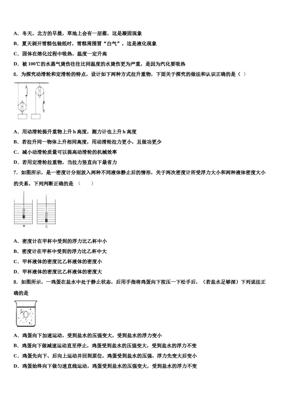 山东省泰安市高新区达标名校2024年中考物理适应性模拟试题含解析.doc_第2页