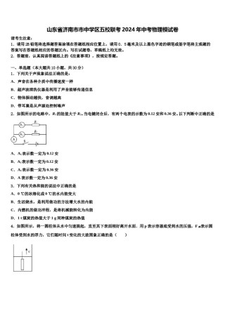 山东省济南市市中学区五校联考2024年中考物理模试卷含解析.doc