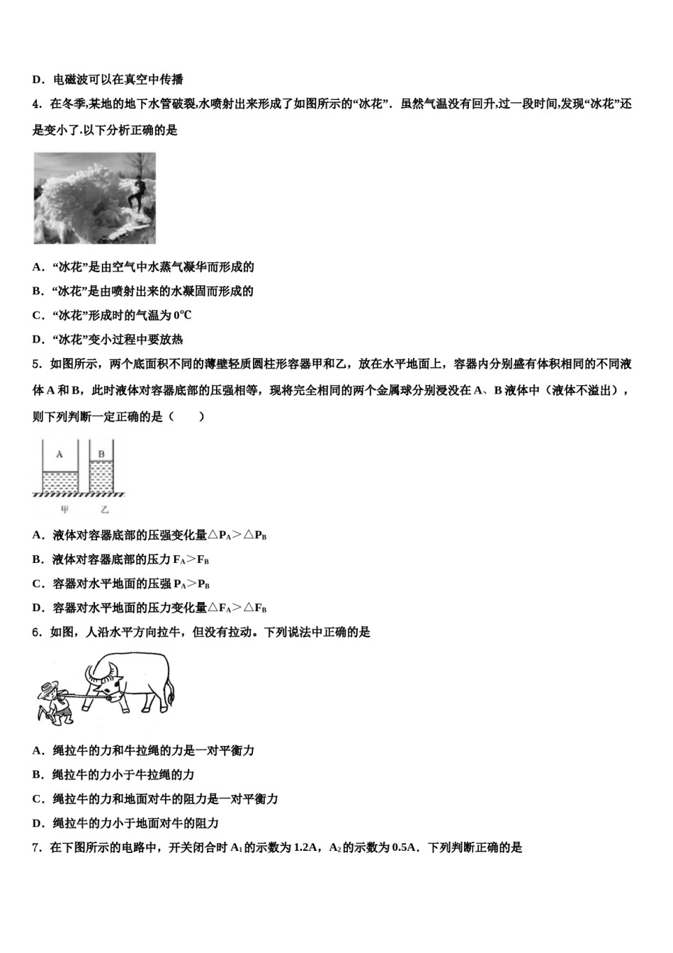 山东省济宁市微山县达标名校2024年中考物理最后一模试卷含解析.doc_第2页