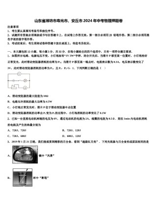 山东省潍坊市寿光市、安丘市2024年中考物理押题卷含解析.doc
