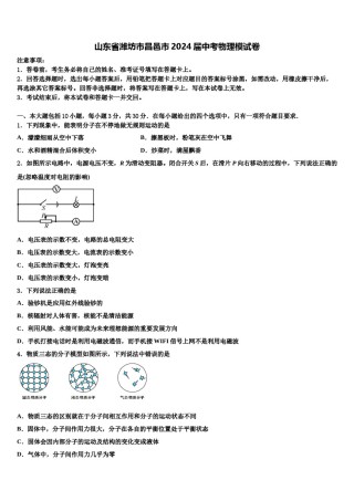 山东省潍坊市昌邑市2024届中考物理模试卷含解析.doc