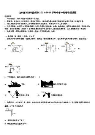 山东省潍坊市青州市2023-2024学年中考冲刺卷物理试题含解析.doc