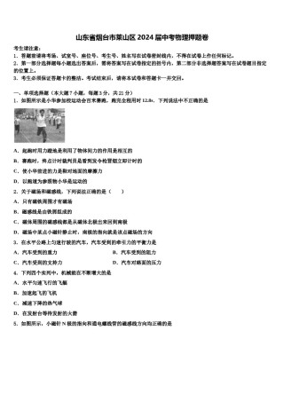 山东省烟台市莱山区2024届中考物理押题卷含解析.doc