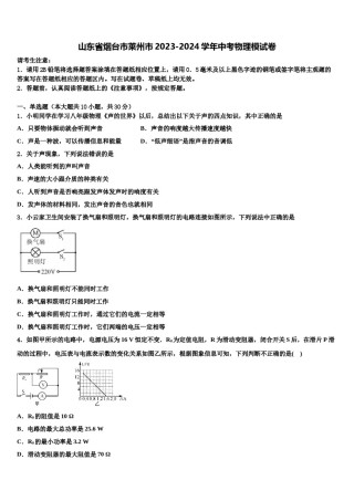 山东省烟台市莱州市2023-2024学年中考物理模试卷含解析.doc