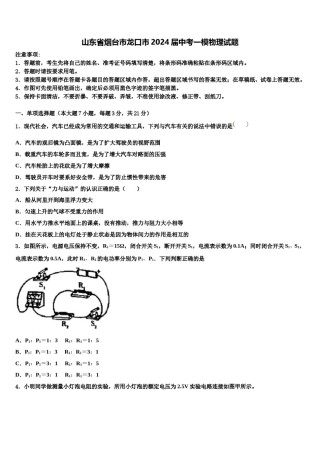 山东省烟台市龙口市2024届中考一模物理试题含解析.doc