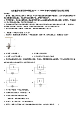 山东省聊城市冠县市级名校2023-2024学年中考物理适应性模拟试题含解析.doc