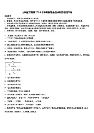 山东省莒南县2024年中考物理最后冲刺浓缩精华卷含解析.doc