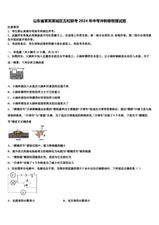 山东省莱芜莱城区五校联考2024年中考冲刺卷物理试题含解析.doc