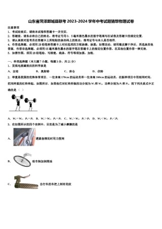 山东省菏泽鄄城县联考2023-2024学年中考试题猜想物理试卷含解析.doc
