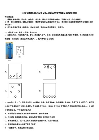 山东省郓城县2023-2024学年中考物理全真模拟试卷含解析.doc