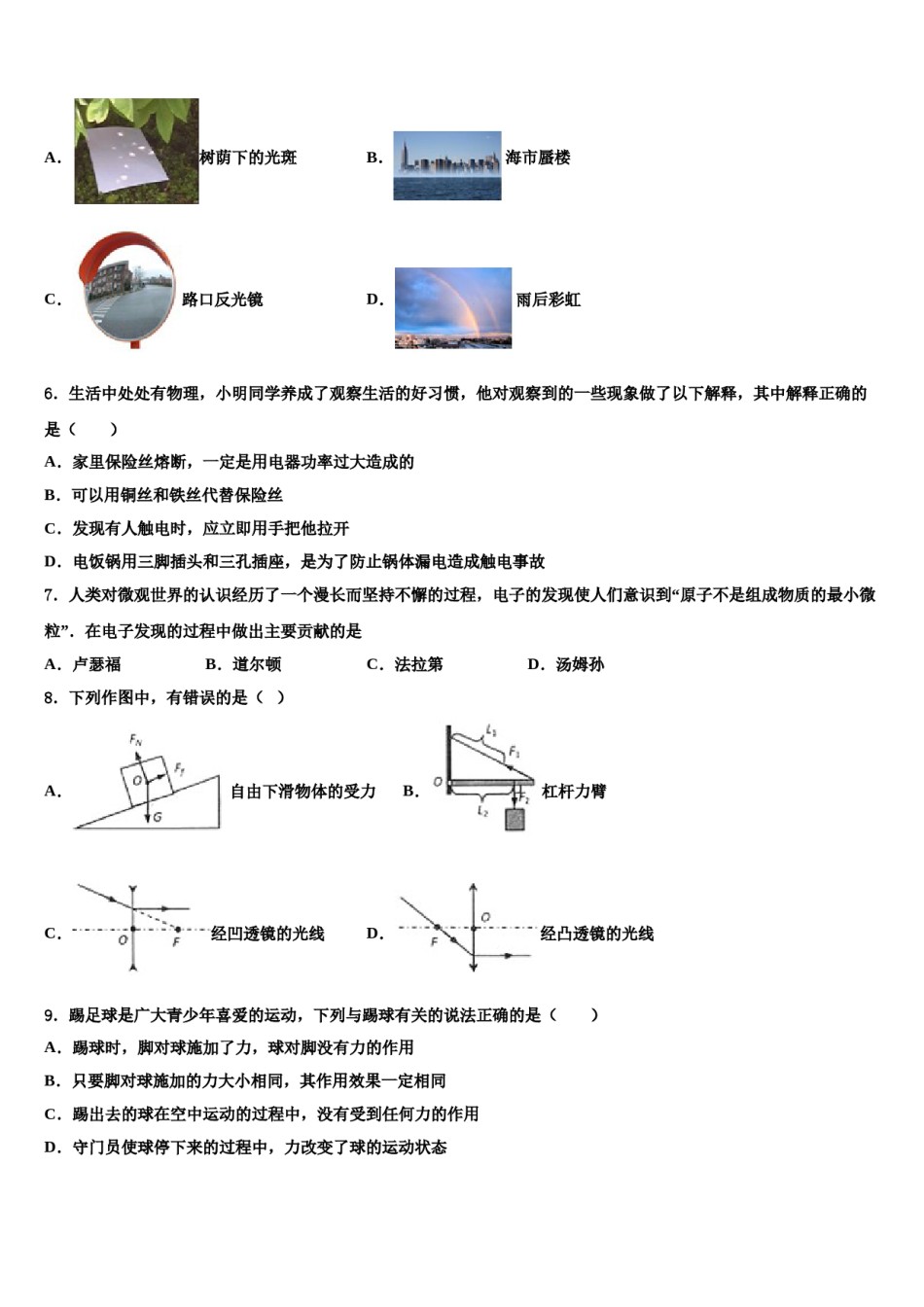 山东省金乡县重点达标名校2024届中考物理四模试卷含解析.doc_第2页
