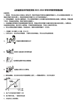 山东省青岛市开发区实验2023-2024学年中考联考物理试题含解析.doc