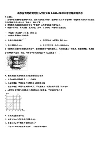 山东省青岛市黄岛区弘文校2023-2024学年中考物理仿真试卷含解析.doc