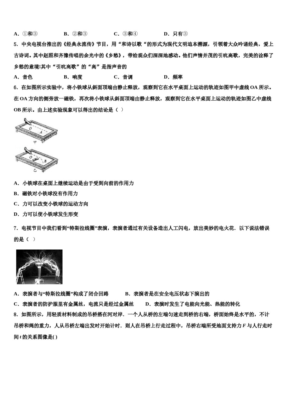 山东省青岛西海岸新区第四中学2024年中考物理适应性模拟试题含解析.doc_第2页