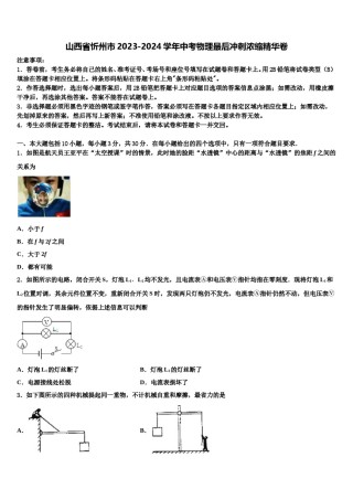 山西省忻州市2023-2024学年中考物理最后冲刺浓缩精华卷含解析.doc