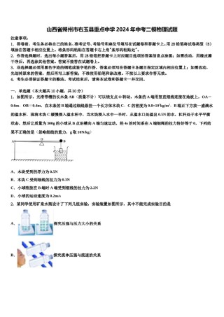 山西省朔州市右玉县重点中学2024年中考二模物理试题含解析.doc