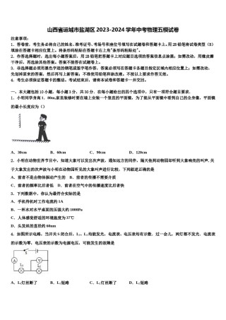 山西省运城市盐湖区2023-2024学年中考物理五模试卷含解析.doc